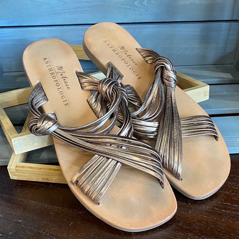 Anthropologie - Matisse Metallic Bronze Strappy Sandals